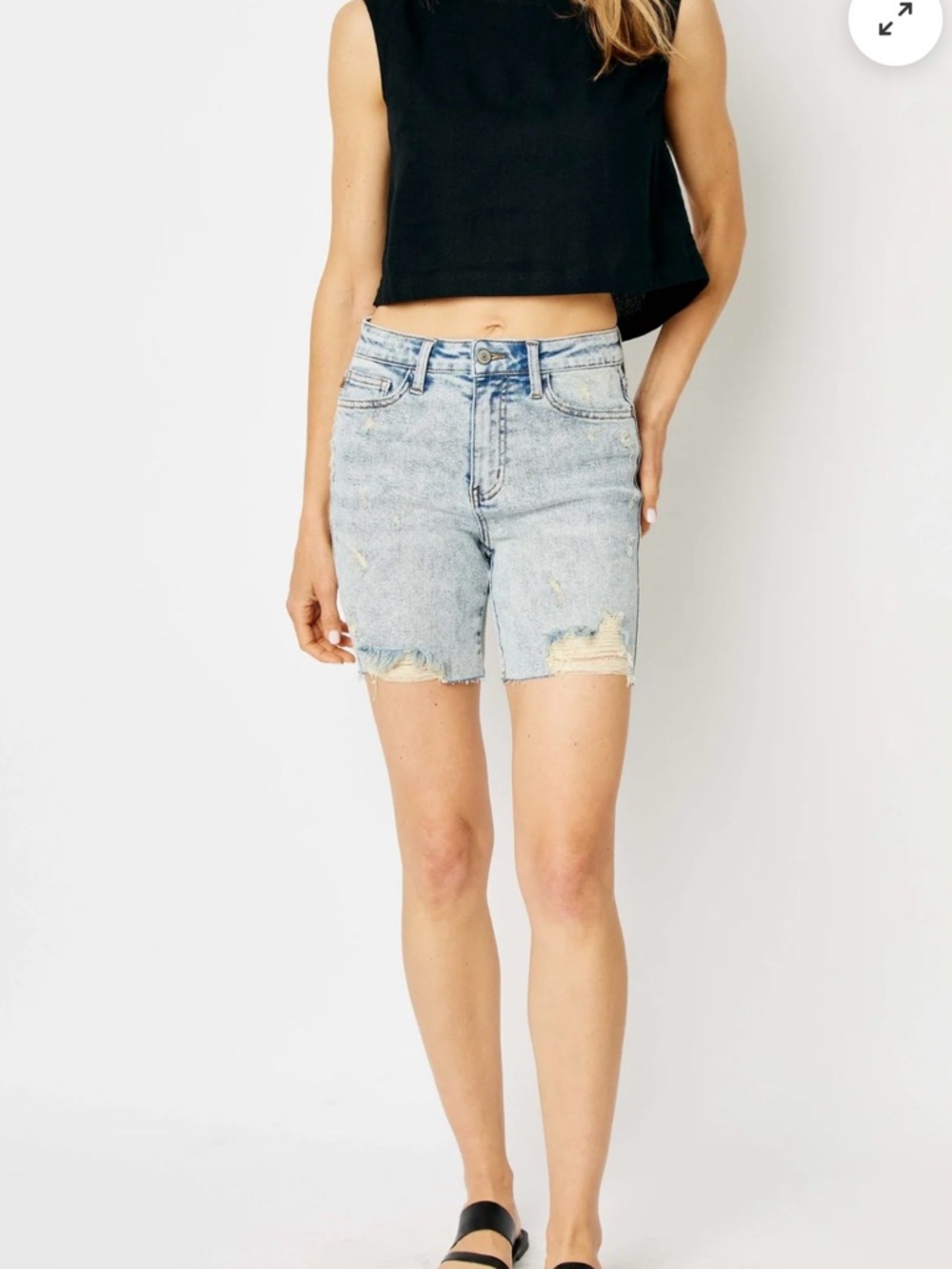 Judy Blue Light Blue Distressed Denim Bermuda Shorts